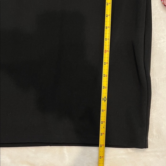 Elegant Asymmetrical Black Dress with Pink Floral Accents - Picture 11 of 11